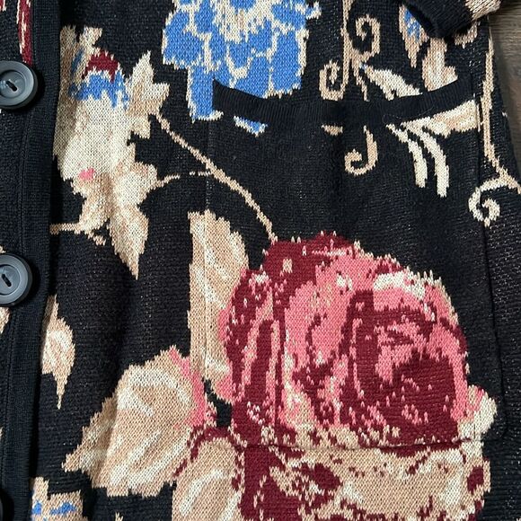 Soft Surroundings Cardigan Size Small Petite Floral Button Front Long Sweater - Picture 5 of 7